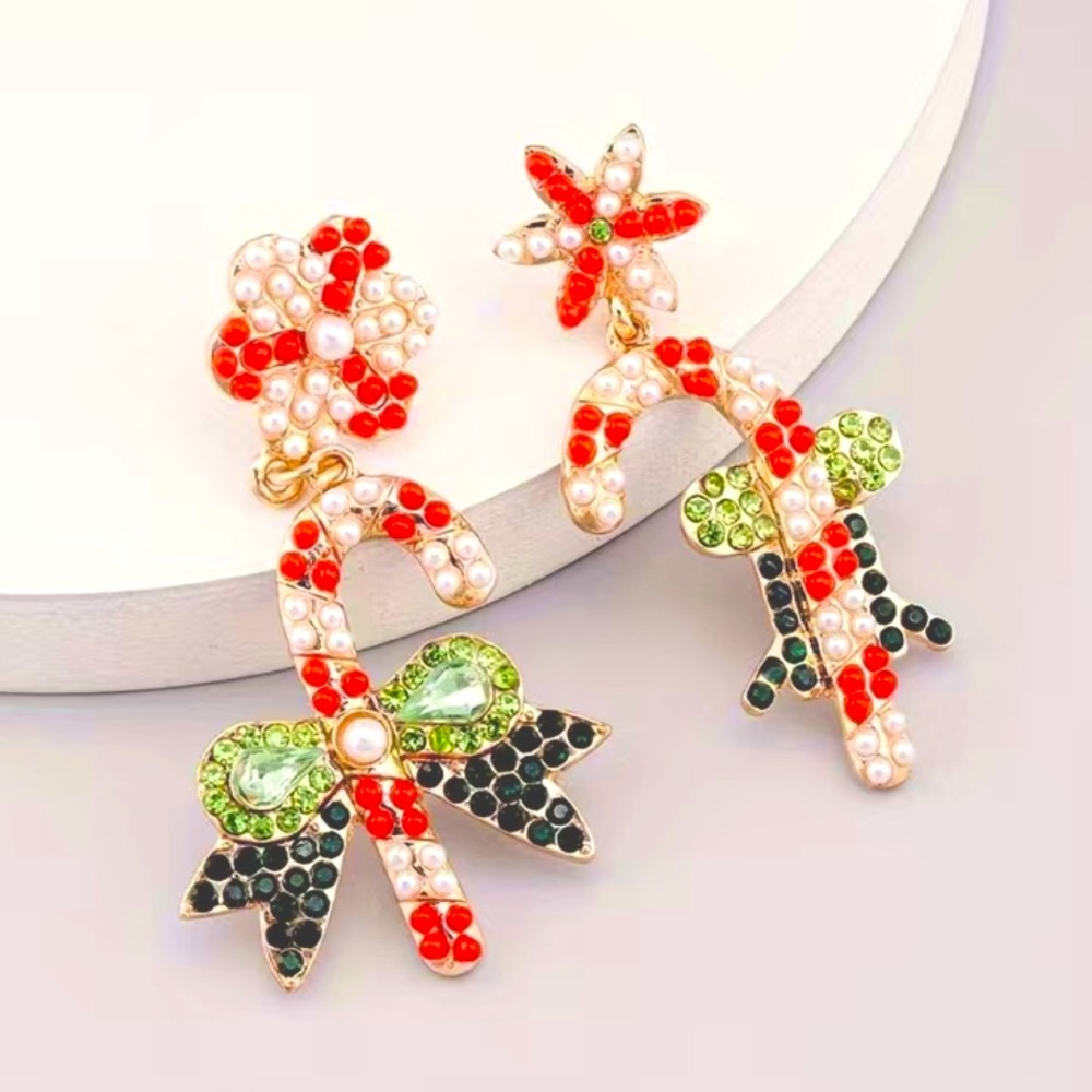 Beaded Candy Cane Earrings